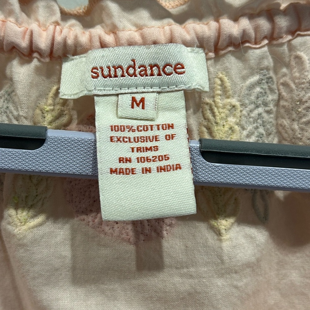 SUNDANCE Peach Cotton Blouse with 3 Dimensional Embroidery - Picture 3 of 5